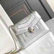 Bvlgari Serpenti Metallic Silver Crossbody Bag With Iconic Motif #A51655
