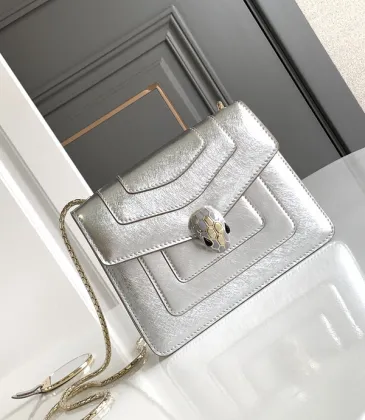 Bvlgari Serpenti Metallic Silver Crossbody Bag With Iconic Motif #A51655