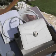 Bvlgari Serpenti Forever Top Handle Bag In White Leather For Timeless Luxury #A51666