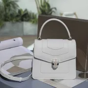 Bvlgari Serpenti Forever Top Handle Bag In White Leather Timeless Elegance #A51667