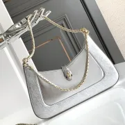 Bvlgari Serpenti Metallic Silver Handbag With Iconic Chain Strap #A51657