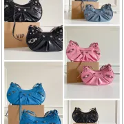 Balenciaga - Inspired Studded Shoulder Bags in Vibrant Color Palettes  #A53897