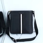 Bally Black Leather Crossbody Bag With Signature Stripe For Modern Elegance #A51671