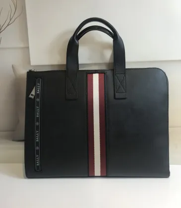 Bally Black Leather Briefcase With Iconic Stripe For Sophisticated Business Style #A51672