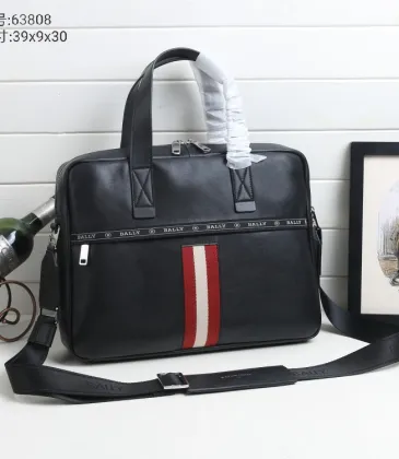 Bally Black Leather Briefcase With Signature Stripe For Sophisticated Business Style #A51675