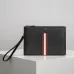 Bally Black Leather Clutch With Signature Stripe For Sophisticated Accessorizing #A51669