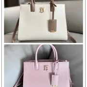 Burberry Handbag Two Tone Leather &amp Gold “TB” Logo Epitomizing Sophisticated Elegance size:27×11×20cm #A54200