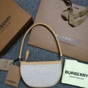 Burberry Canvas And Leather Shoulder Bag With Branding In Neutral Tones #A51529