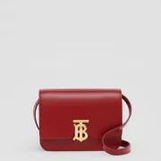 Burberry Red Leather Crossbody Bag With Iconic Gold TB Hardware #A51002