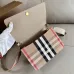 Burberry Women's Crossbody Bag - Beige Leather &amp; Iconic Check Pattern with Pink Accents, Adjustable Signature Strap, Luxury Fashion Shoulder Bag #A56741