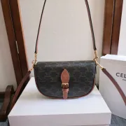 Celine Triomphe Pattern Saddle Bag in Brown and Black for Timeless Elegance size:20×14×5cm #A54102
