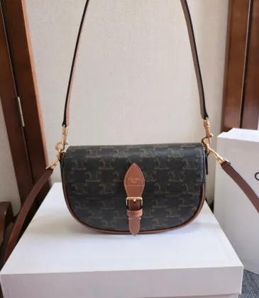 Celine Triomphe Pattern Saddle Bag in Brown and Black for Timeless Elegance size:20×14×5cm #A54102