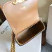 Celine Women's Mini Crossbody Bag - Tan Suede Leather, Gold-Tone Triomphe Logo &amp; Chain Strap, Luxury Compact Shoulder Bag for Fashion Enthusiasts #A56846