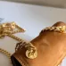 Celine Women's Mini Crossbody Bag - Tan Suede Leather, Gold-Tone Triomphe Logo &amp; Chain Strap, Luxury Compact Shoulder Bag for Fashion Enthusiasts #A56846