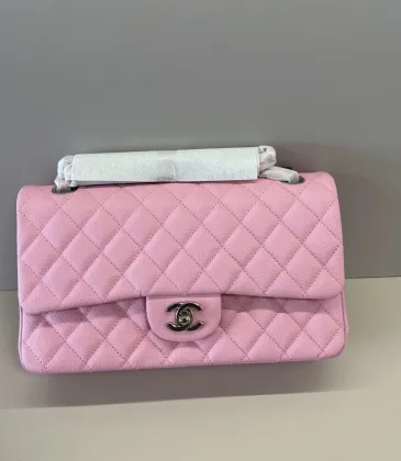 Authentic CHANEL Classic Flap Bag in Light  Caviar Leather good Hardware  Wide 25cm #A54376