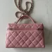 Chanel Pink Quilted Vanity Bag With Chain Strap And Top Handle Showcasing Timeless Luxury #A50413