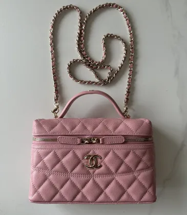 Chanel Pink Quilted Vanity Bag With Chain Strap And Top Handle Showcasing Timeless Luxury #A50413