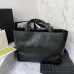 CHANEL Calfskin Quilted Book Pocket Shopping Tote Black #A49142