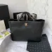 CHANEL Calfskin Quilted Book Pocket Shopping Tote Black #A49142