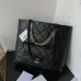 CHANEL Calfskin Quilted Pocket Shopping Tote Black #A49154
