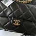 CHANEL Calfskin Quilted Pocket Shopping Tote Black #A49154