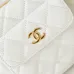CHANEL Caviar Quilted Polly Pocket Pouch Hobo Black/White #A49188