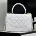 Chanel White Quilted Leather Handbag With Gold Tone Chain Strap And Colorful Accents #A50845