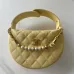 Chanel Black Quilted Leather Bag With Pearl And Gold Chain Chain Accents #A50411