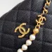 Chanel Black Quilted Leather Bag With Pearl And Gold Chain Chain Accents #A50411