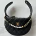 Chanel Black Quilted Leather Bag With Pearl And Gold Chain Chain Accents #A50411