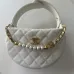 Chanel Black Quilted Leather Bag With Pearl And Gold Chain Chain Accents #A50411