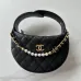 Chanel Black Quilted Leather Bag With Pearl And Gold Chain Chain Accents #A50411