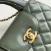 Chanel Black Quilted Aged Calfskin Mini Kelly Bag Aged Gold Hardware #A49206