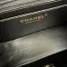Chanel Black Quilted Lambskin Top Handle Clutch with Chain Pale Gold Hardware #A49208