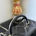 Chanel Black Quilted Lambskin Top Handle Clutch with Chain Pale Gold Hardware #A49208