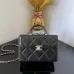 Chanel Black Quilted Lambskin Top Handle Clutch with Chain Pale Gold Hardware #A49208