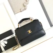 Chanel Black Quilted Leather Handbag With Gold Chain Strap And Iconic CC Logo size:18×29×8cm #A54386