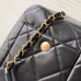 Chanel Bowling Bag: Cowhide Leather 24K Gold Chain Handbag with Pockets #A49219