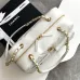 Chanel Bowling Bag: Cowhide Leather 24K Gold Chain Handbag with Pockets #A49219