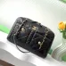 Chanel Bowling Bag: Cowhide Leather 24K Gold Chain Handbag with Pockets #A49219