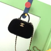 Chanel Burgundy Quilted Velvet Handbag With Top Handle And Gold Chain Strap size:11×20×8cm #A54387