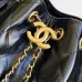 Chanel Hobo Shoulder Bag  Hippie Style Vintage Gold Coin Button Drawstring Bucket Bag #A59440