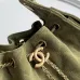 Chanel Hobo Shoulder Bag  Hippie Style Vintage Gold Coin Button Drawstring Bucket Bag #A59440