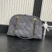 Chanel Maxi Bowling Bag Light Grey Washed Denim Antique Gold Hardware #A49217