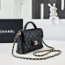 Chanel Quilted Black Leather Handbag With Gold CC Logo And Top Handle #A50222