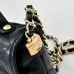 Chanel Quilted Black Leather Handbag With Gold CC Logo And Top Handle #A50222