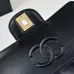 Chanel Quilted Black Leather Handbag With Gold CC Logo And Top Handle #A50222