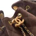 Chanel Mini Suede Bucket Bag  Retro Coin Button  Drawstring  Quilted  Classic Chain #A60143