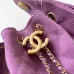 Chanel Mini Suede Bucket Bag  Retro Coin Button  Drawstring  Quilted  Classic Chain #A60143