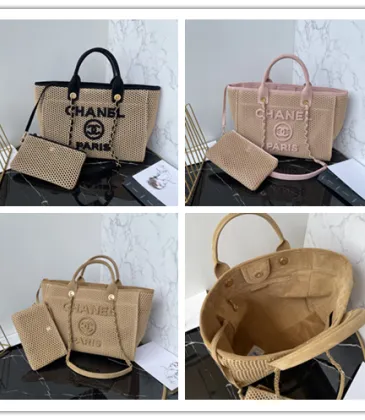 Chanel Perforated and Woven Tote Bags With Matching Pouches in Varied Styles size:34cm #A54036